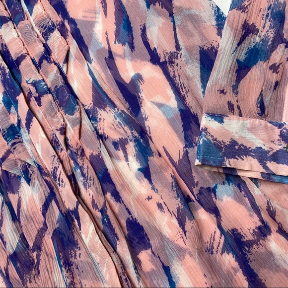 Anthropologie Maeve Silk Pink Blue Water Color top - Picture 5 of 8